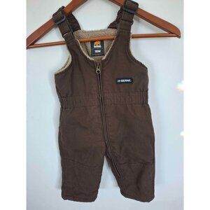 Berne Brown Baby Overalls 18M Sherpa Lined Winter Snowsuit With Adjustable Strap